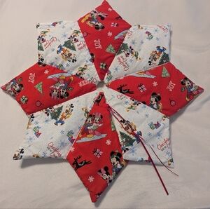 Handmade Quilted Mickey Mouse Disney Mini- Christmas Tree Skirt